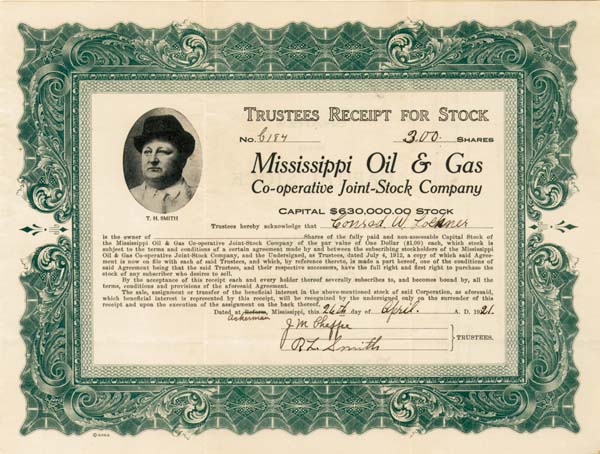 Mississippi Oil and Gas Co - Stock Certificate