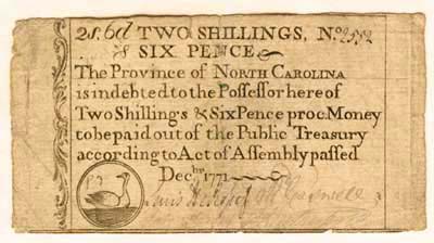 North Carolina, 2 Shillings, 6 Pence (Uncanceled)