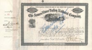 James River Valley Railroad Co. - 1885-1896 dated Northern Pacific dated Stock Certificate