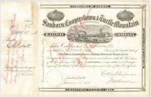 Sanborn, Cooperstown and Turtle Mountain Railway Co. - Railroad Stock Certificate - Branch Line of the Northern Pacific Railroad