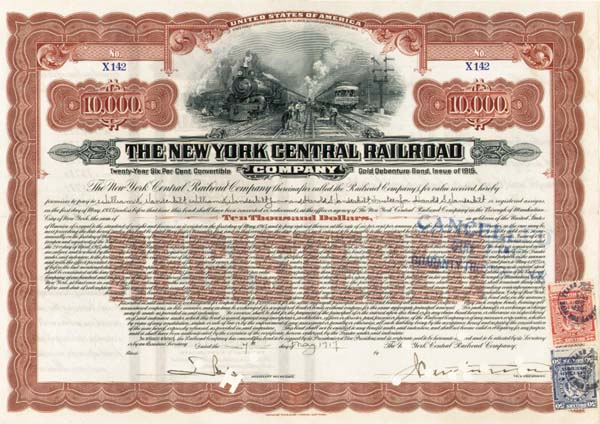 Three Vanderbilts! - New York Central Railroad - Bond