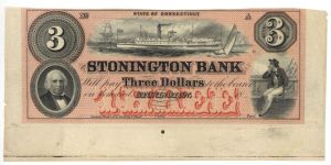 Stonington Bank $3 - Obsolete Notes