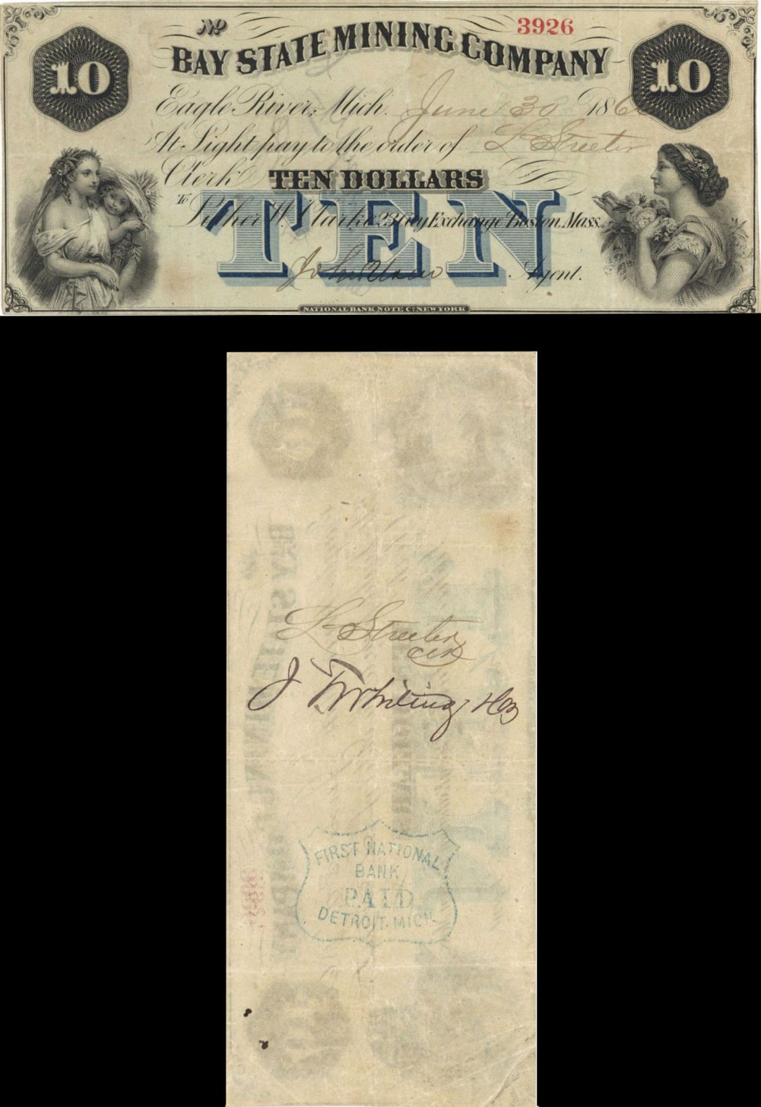 Bay State Mining Co. $10 - Obsolete Notes