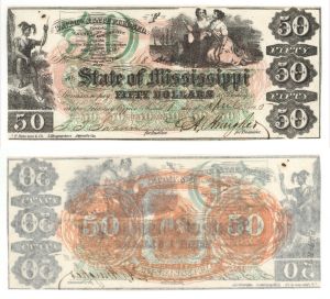 State of Mississippi $50 - Obsolete Notes