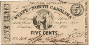State of North Carolina 5 cents - Obsolete Notes