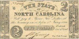 State of North Carolina $2 - Obsolete Notes