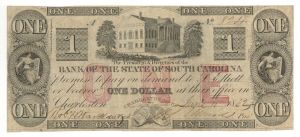 Bank of the State of South Carolina $1 - 1862 dated Obsolete Note - Charleston, South Carolina