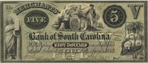 Merchants' Bank of South Carolina $5 - Obsolete Notes