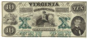 Virginia Treasury Note - $10 Obsolete Paper Money