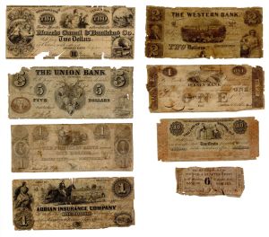 Group of 8 Different Notes - 1800's-1850's dated Obsolete Banknote - Paper Money