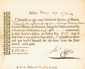 1773 Insurance Promissory Note - Bond