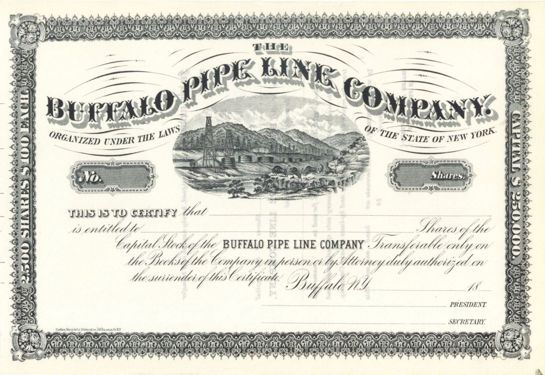 Buffalo Pipe Line Co. - Unissued Stock Certificate