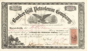 Bunker Hill Petroleum Co. -1865 dated Stock Certificate (Uncanceled)