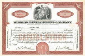 Mission Development Co. - J. Paul Getty Facsimile Signature - The Man behind the Movie "All the Money in the World" - 1950's dated Oil Stock Certificate