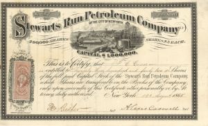 Stewarts Run Petroleum Co. of the City of New York - 1865 dated Stock Certificate