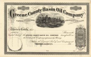 Greene County Basin Oil Co. - Unissued Stock Certificate