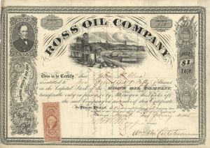 Ross Oil Co. - 1865 dated Stock Certificate