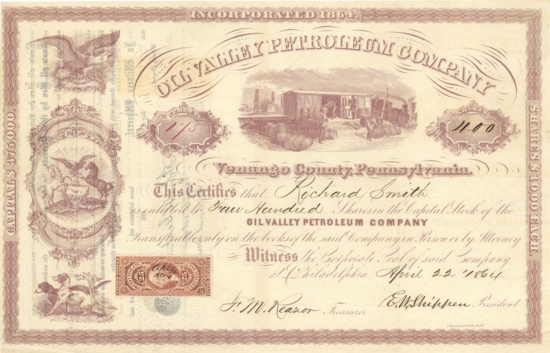 Oil Valley Petroleum Co. - 1864 dated Stock Certificate