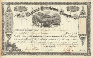 New England Petroleum Co. - 1860's dated New York Oil Stock Certificate