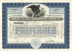 American Fuel Oil and Transportation Co., Inc. - 1919-1921 dated Stock Certificate