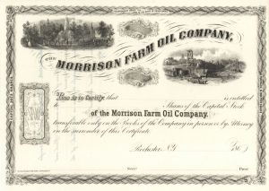 Morrison Farm Oil Co. - Genuine ERROR in Pennsylvania at the Top "Missing N" on this Unissued Stock Certificate