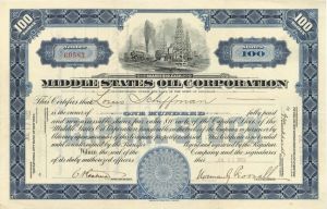 Middle States Oil Corp. - 1922 or 1923 dated Stock Certificate