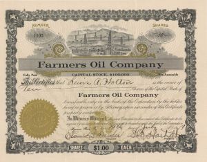 Farmers Oil Co. - 1919 dated Stock Certificate