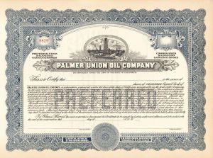 Palmer Union Oil Co. - Unissued Stock Certificate