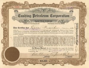 Cushing Petroleum Corp. - Stock Certificate