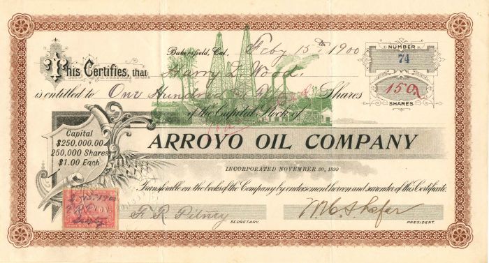 Arroyo Oil Co. - Stock Certificate