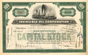 Invincible Oil Corporation - Stock Certificate