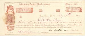 Merchant's and Farmer's Petroleum Co. - 1865 dated Stock Certificate