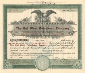 Out West Petroleum Co. - Stock Certificate