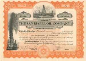 San Isabel Oil Co. - Stock Certificate