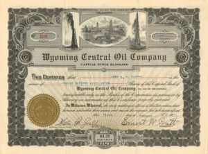 Wyoming Central Oil Co. - Stock Certificate