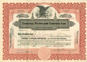 Cardinal Petroleum Corporation - Stock Certificate