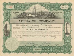 Aetna Oil Co. - Stock Certificate