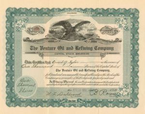 Venture Oil and Refining Co. - Stock Certificate