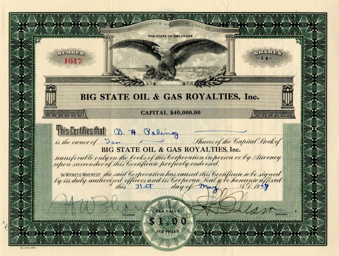 Big State Oil and Gas Royalties, Inc.