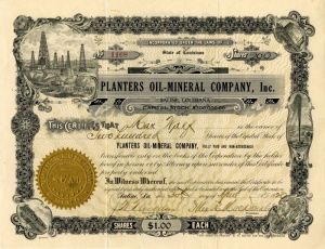 Planters Oil-Mineral Co., Inc. - Stock Certificate