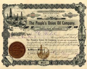 People's Union Oil Co. - Stock Certificate