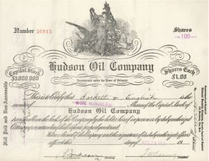 Hudson Oil Co. - Stock Certificate