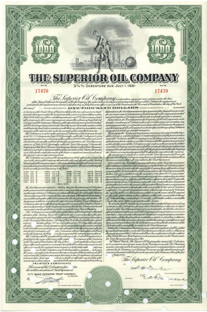 Superior Oil Co. - $1,000 Bond