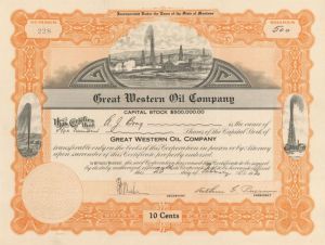 Great Western Oil Co. - Stock Certificate