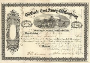 Oil Creek and East Sandy Oil Co. - 1866 dated Stock Certificate