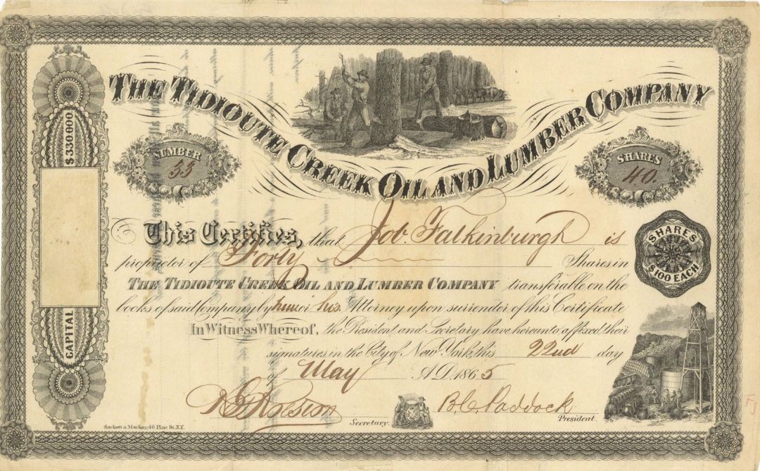 Tidioute Creek Oil and Lumber Co. - Stock Certificate