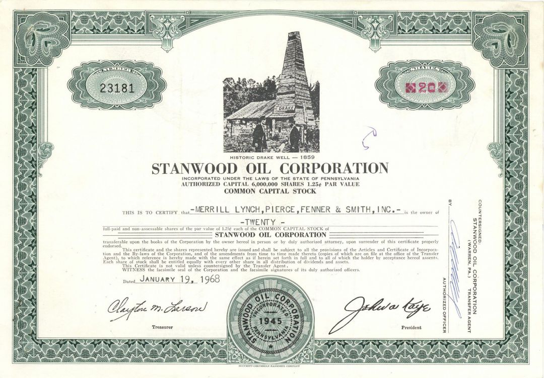 Stanwood Oil Corp. - Stock Certificate