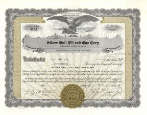 Silver Gull Oil and Gas Corp. - 1971 dated Stock Certificate