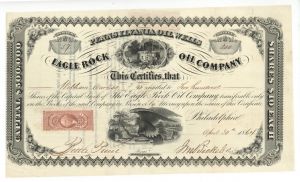 Eagle Rock Oil Co. - 1864 dated Stock Certificate