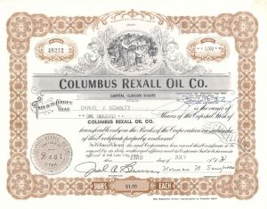 Columbus Rexall Oil Co. - 1957 dated Stock Certificate 